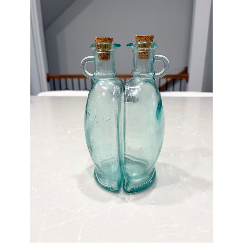 Vintage Vetreria Etrusca Aqua Green 500ml Half Bottles With Corks Set - Picture 5 of 8